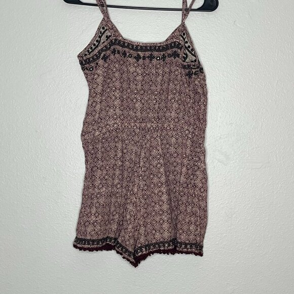 American‎ Eagle Outfitters Boho Romper Mauve Black Cotton Blend Medium - Picture 8 of 8